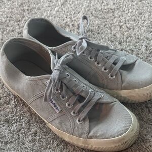 Superga Light Gray Canvas Lace-Up Sneakers